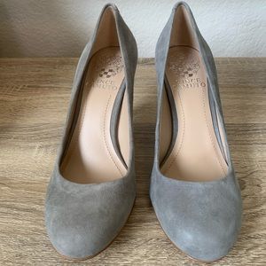 Vince Camuto Sariah Grey Suede Heels, new in box.